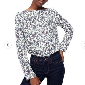J. Crew Floral Print Long Sleeve Top - White and Purple